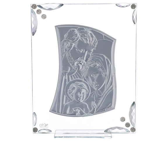 Cadre Sainte Famille argent bilaminé et cristaux 25x20 cm 3