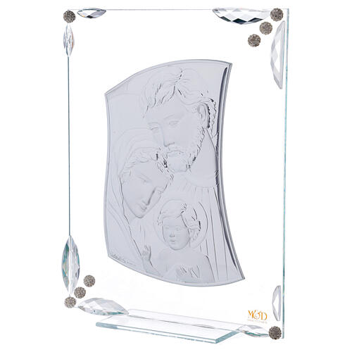 Picture Holy Family double laminated silver and crystals 10x8 in 2