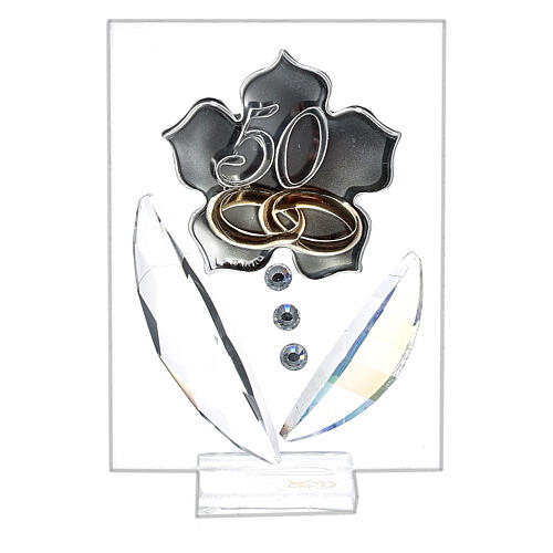 Bild zum 50. Hochzeitstag mit Silber-Laminat-Plakette, 10x5 cm 1