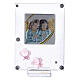 Picture Angels in prayer double laminated silver pink flowers s1