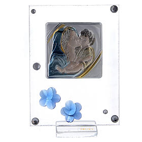 Quadretto Maternità bilaminato fiorellini blu 10x5 cm