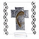 Glass picture cross double laminated silver Virgin Mary with Child 3x3 in s1