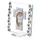 Glass picture cross double laminated silver Virgin Mary with Child 3x3 in s2