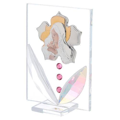 Cadre Maternité argent bilaminé cristaux strass rose 10x5 cm 2