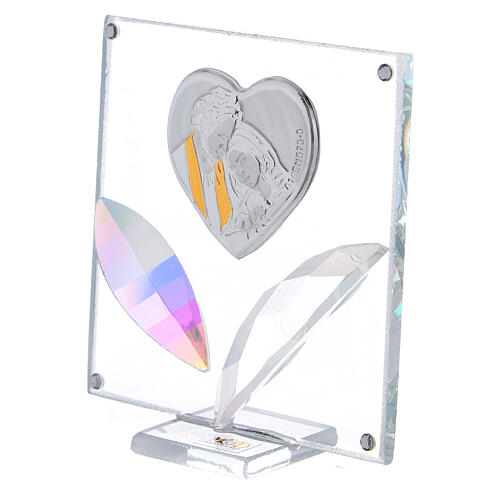 Picture heart Holy Family crystal leaves 3x3 in 2