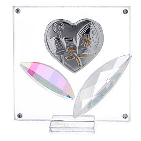 Picture heart Confirmation crystal petals 3x3 in