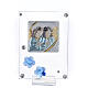Picture Angels in prayer double laminated blue flowers 4x2 in s1