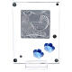 Glass picture double laminated silver blue baby carriage 4x2 in s3