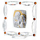 Square glass picture Holy Family strass and amber rhinestones 3x3 in s2