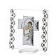 Enfeite cruz prata bilaminada Sagrada Família e strass 7x7 cm s2