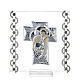 Picture Cross double laminated silver Holy Family and rhinestones 3x3 in s1