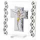 Picture Cross double laminated silver Christ and rhinestones 3x3 in s2