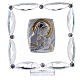 Square glass picture Virgin Mary with Child white rhinestones 3x3 in s1