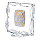 Square glass picture Virgin Mary with Child white rhinestones 3x3 in s2