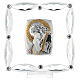 Square glass picture Christ in prayer white rhinestones 3x3 in s1