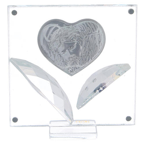 Picture silver foil heart and crystal leaves Chirst 3