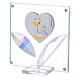 Glass picture with crystal petals, heart with Communion symbols, 7x7 cm s2