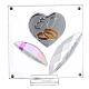 Glass picture with crystal petals, heart with wedding rings, 50th anniversary, 7x7 cm s1