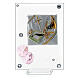 Glass picture double laminated silver Confirmation pink flowers 4x2 in s1