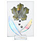 Glass picture flower Holy Communion doule laminated silver 3.1x2.2 in s1