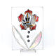Red flower picture, white strass and Confirmation symbols, 10x5 cm s1