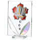 Glass picture red flower Confirmation doule laminated silver 3.1x2.2 in s2