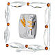 Square glass picture Holy Communion strass and amber rhinestones 3x3 in s2