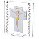 Picture Crucifix double laminated silver and rhinestones 5x5 in s2