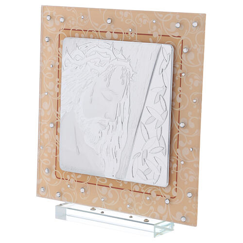 Cadre verre Murano argent bilaminé Christ 20x15 cm 2