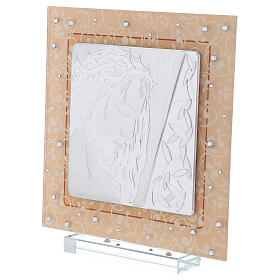 Quadro vidro Murano prata bilaminada Cristo 20x15 cm