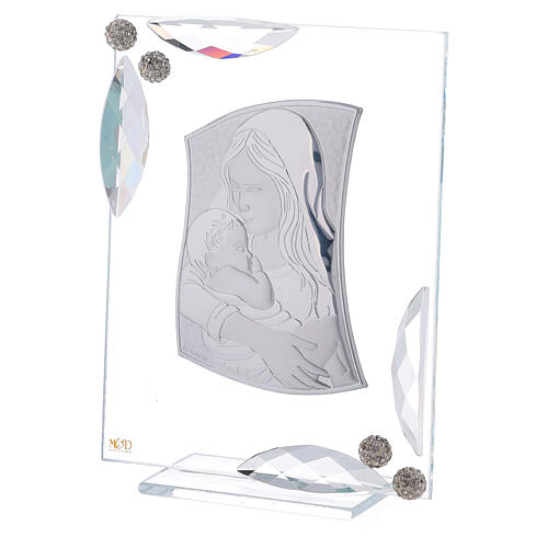 Bild Madonna mit dem Jesuskind auf Silber-Laminat, 15x10 cm 2