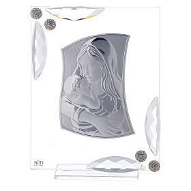 Dicas de Presentes e Lembrancinhas: Enfeite Virgem com o Menino prata bilaminada 15x10 cm