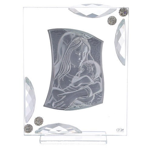Enfeite Virgem com o Menino prata bilaminada 15x10 cm 3