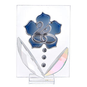 Glass picture blue flower Silver wedding doule laminated silver 4x2 in