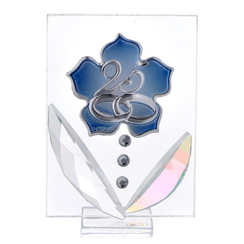 Glass picture blue flower Silver wedding doule laminated silver 4x2 in 1