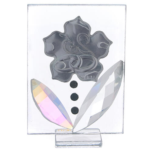 Glass picture blue flower Silver wedding doule laminated silver 4x2 in 3