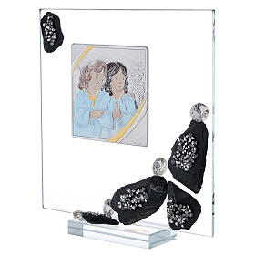 Baptism picture with Angels in glass and slate