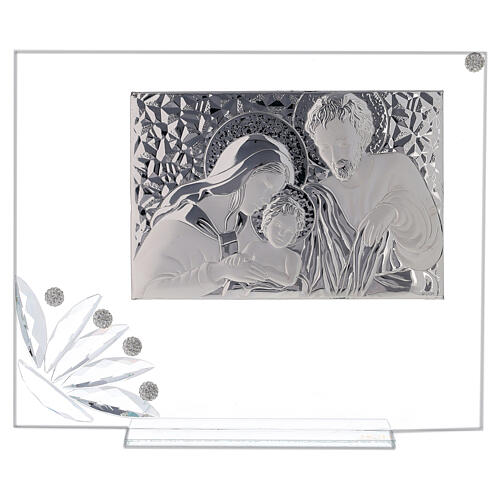 Bild Heilige Familie aus Glas mit Blume aus Kristall, weiß 1