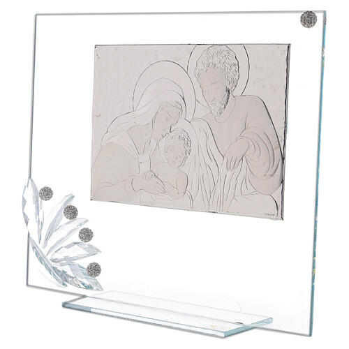 Cuadrito vidrio y flor blanca Sagrada Familia 2