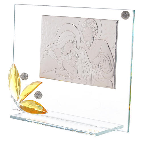 Glass square with amber flowe Holy Family 2