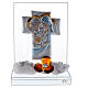Crucifixo com Sagrada Família flor castanho base cristal s1