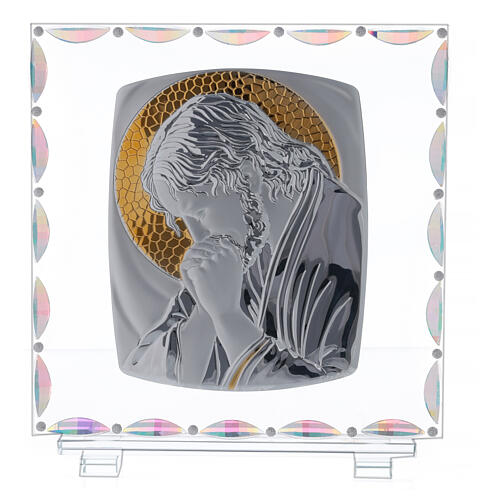 Bild aus Glas Christus mit goldenem Heiligenschein 1