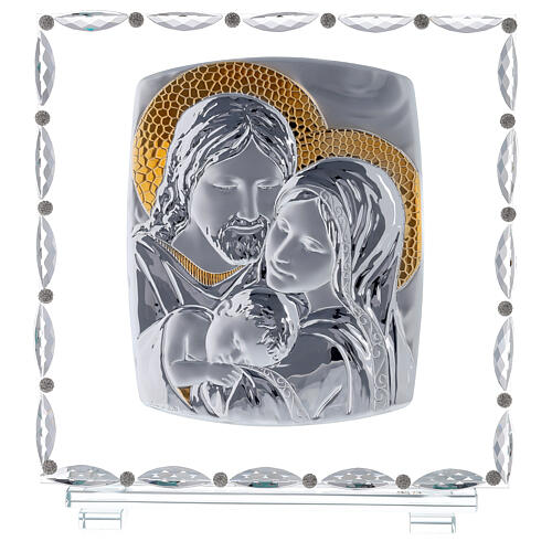Glass picture with Holy Family and crystal decorations 1
