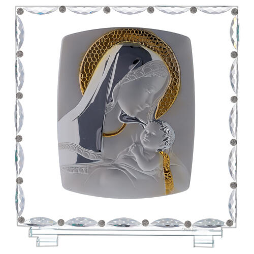 Bild aus Glas zur Mutterschaft mit Kristallen 1