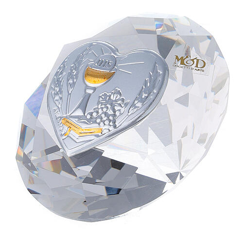 Diamant aus Glas mit Silber-Laminat-Plakette zur Kommunion 4
