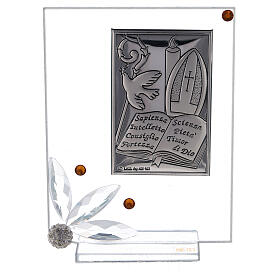Bild aus Glas mit Silber-Laminat-Plakette zur Konfirmation