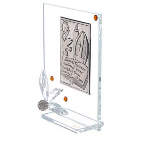 Bild aus Glas mit Silber-Laminat-Plakette zur Konfirmation