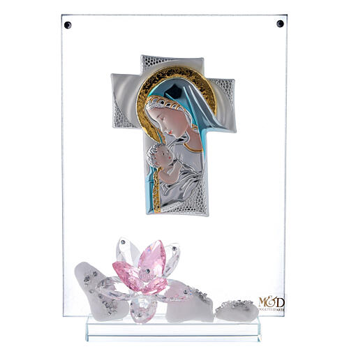 Bild Mutterschaft mit Silber-Laminat-Plakette und rosafarbener Blume 1