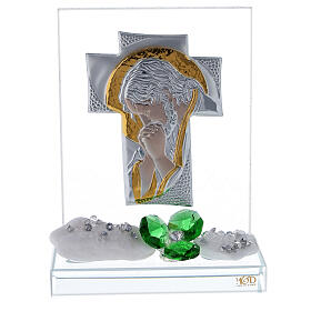 Bild aus Glas mit Motiv von Christus und grünen Steinchen