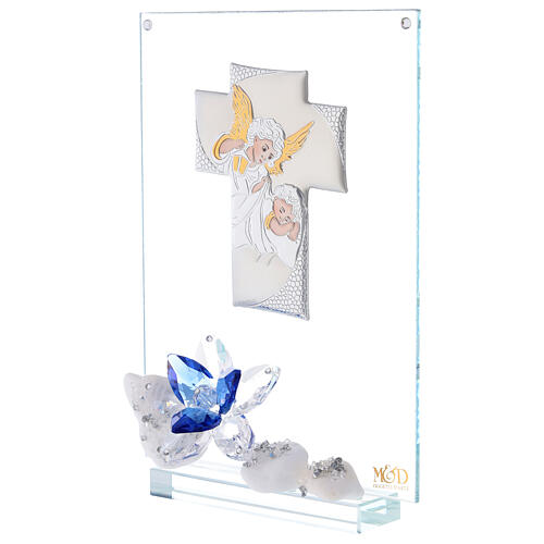 Bild zur Taufe für einen Jungen mit blauer Blume aus Kristallen 2